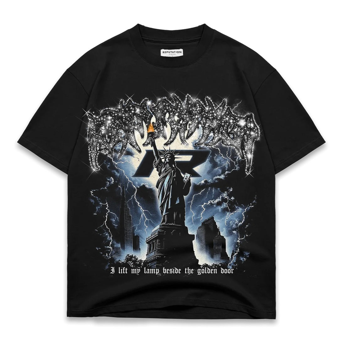 LIBERTY BLACKOUT RHINESTONE TEE