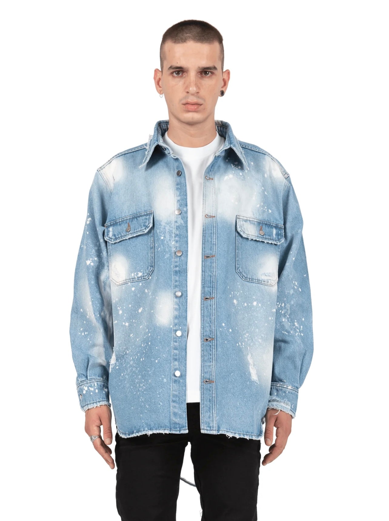 OVERSIZED DENIM SHIRT - LIGHT STONE