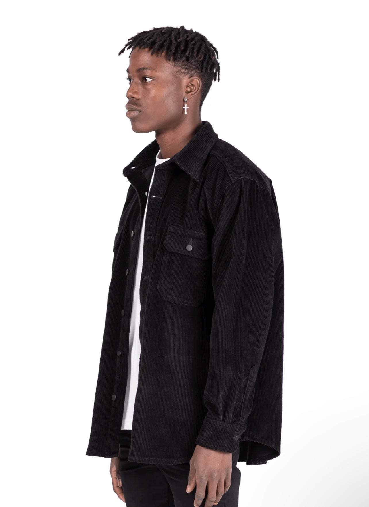 OVERSIZED CORD SHIRT - BLACK