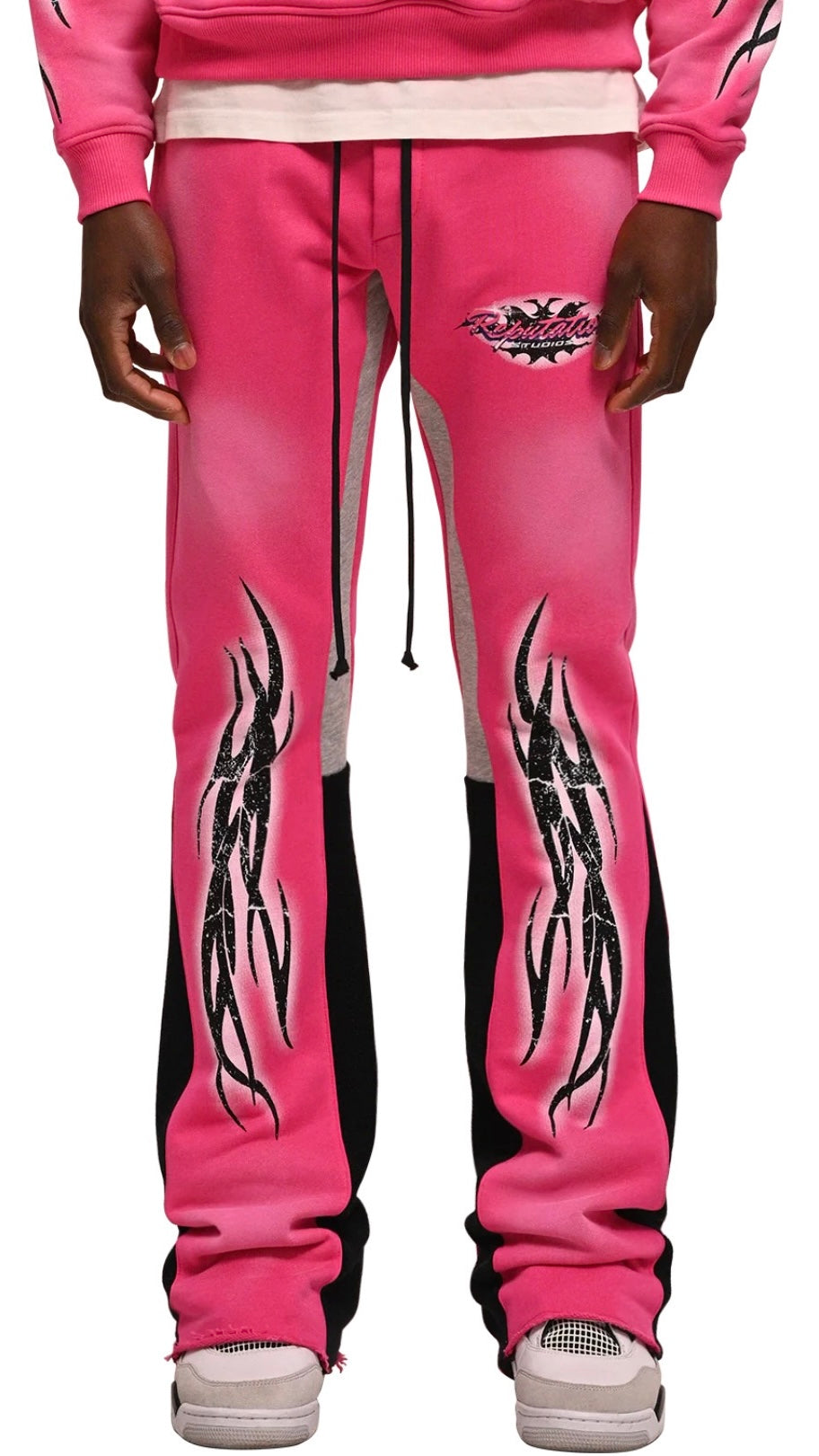 TRIBAL FLARE SWEATPANTS - HOT PINK