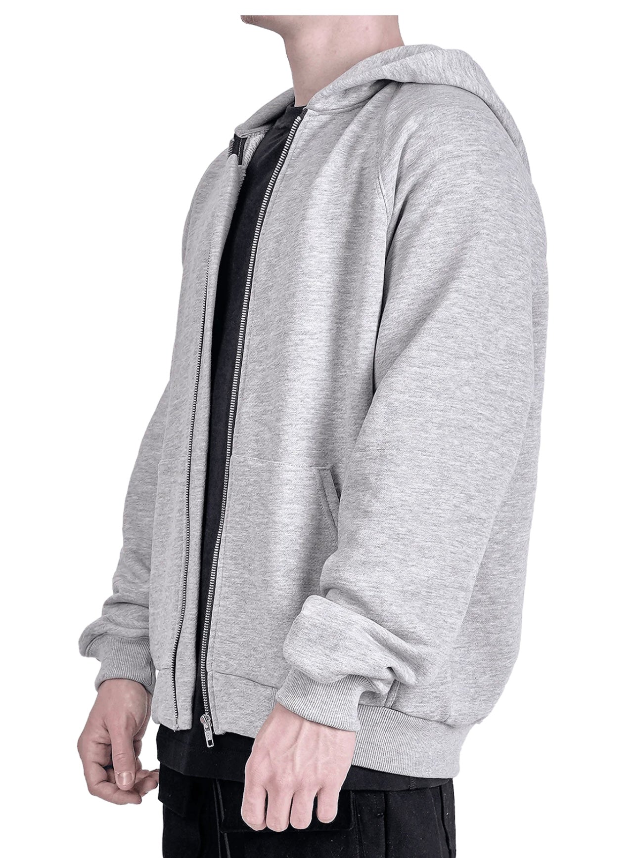 OVERSIZED ZIPPER HOODIE - GREY
