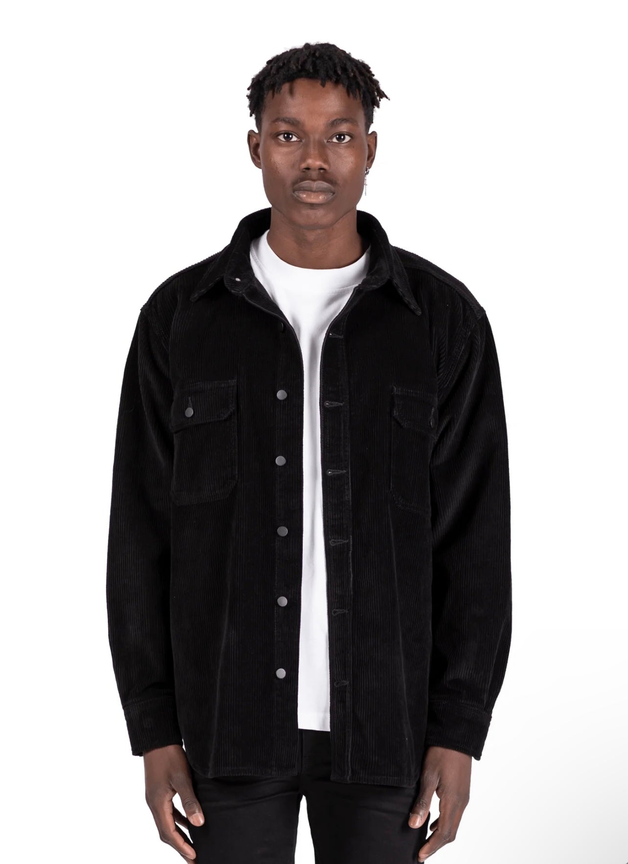 OVERSIZED CORD SHIRT - BLACK