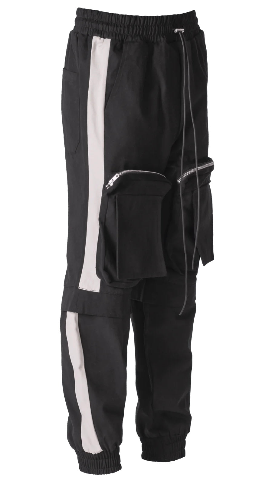 COLOUR-BLOCK CARGO PANTS - BLACK / STONE
