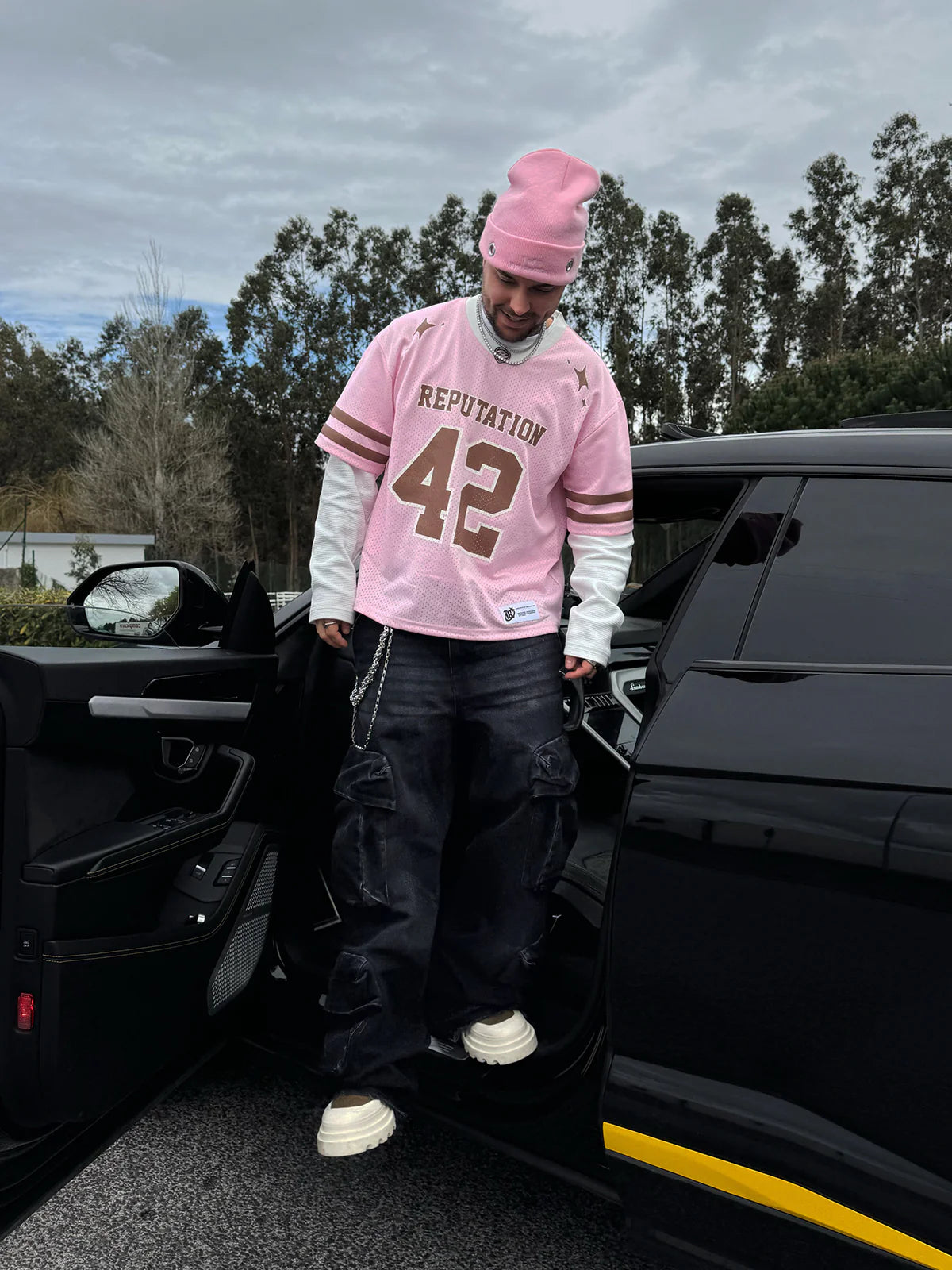 MESH LAYERED JERSEY - PINK