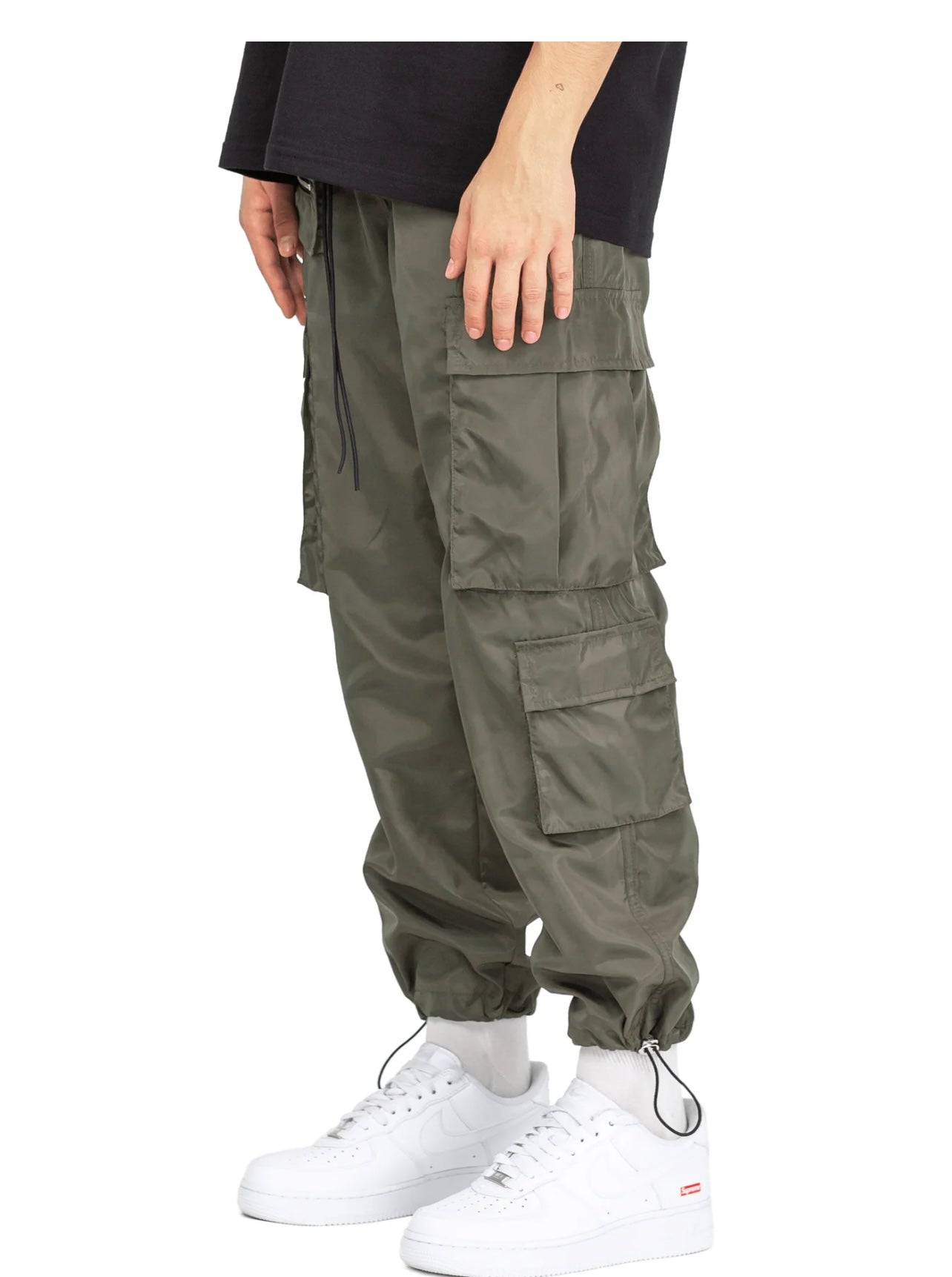 NYLON CARGO PANTS - FOREST