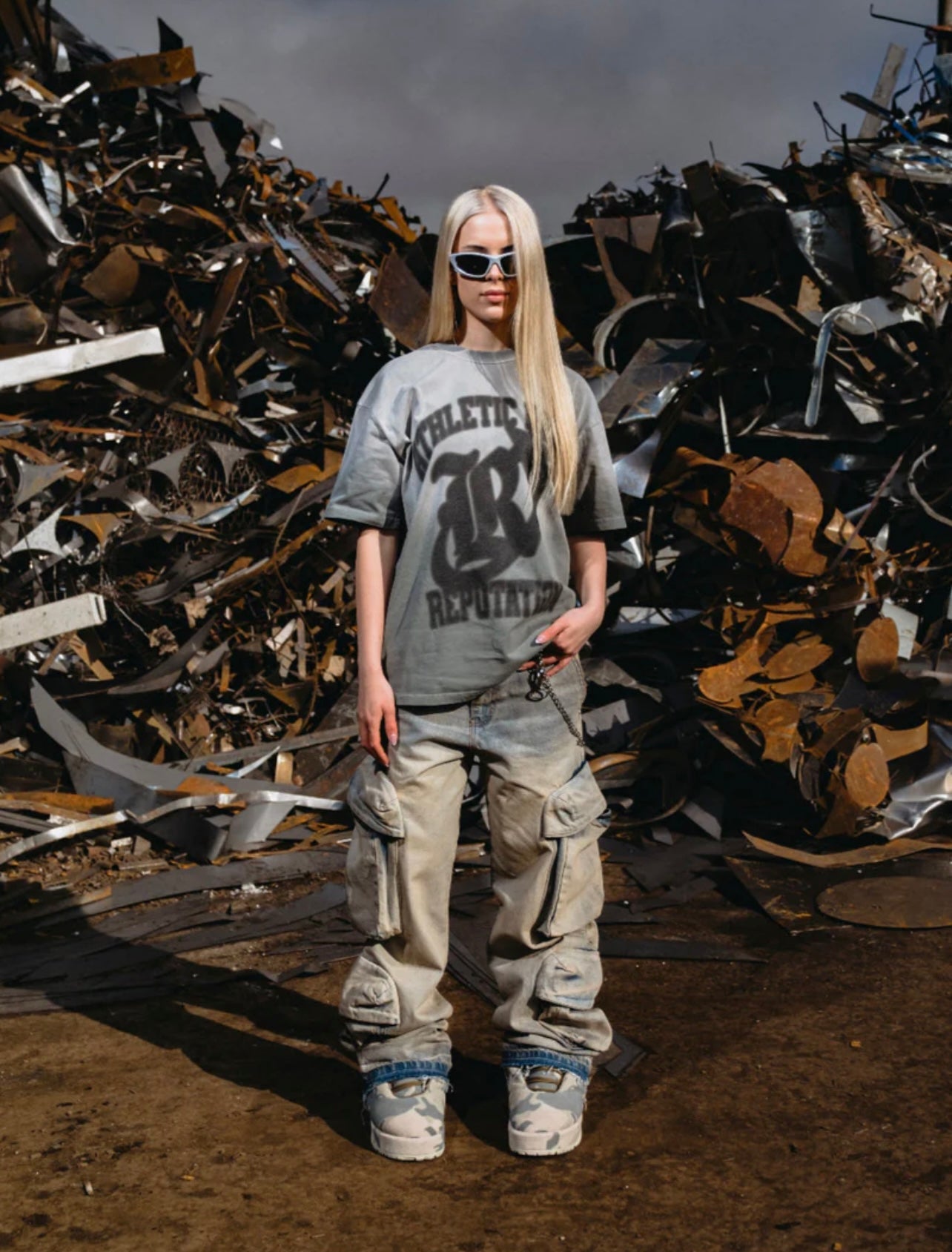 DOUBLE CARGO DENIM - CREAM WASH