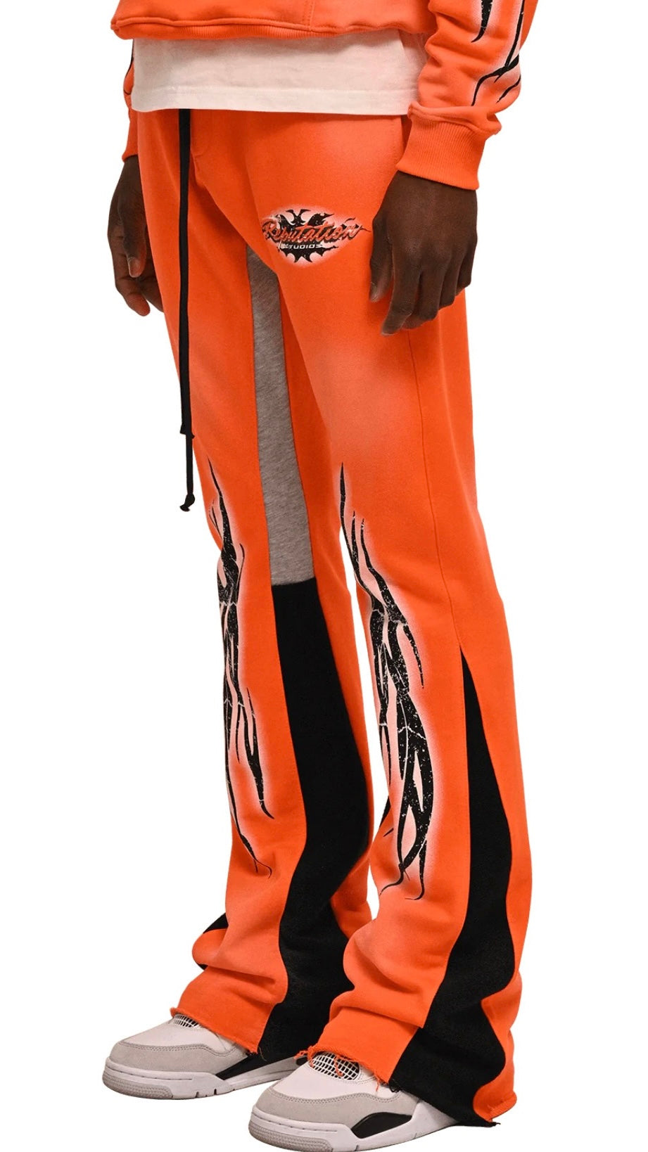 TRIBAL FLARE SWEATPANTS - TANGERINE