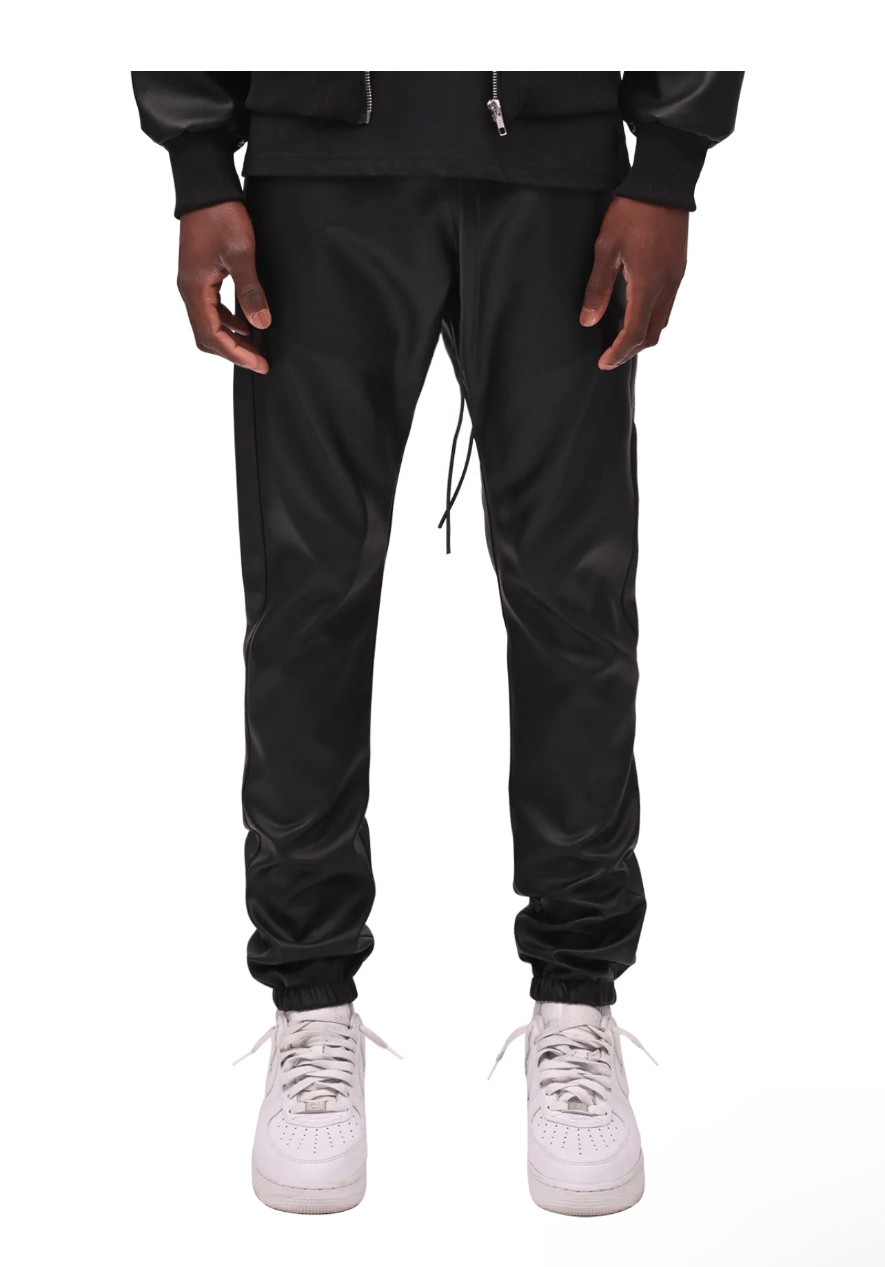 LEATHER SWEATPANTS - BLACK