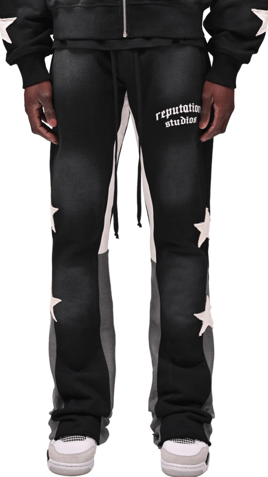 SUN FADE FLARE SWEATPANTS - BLACK