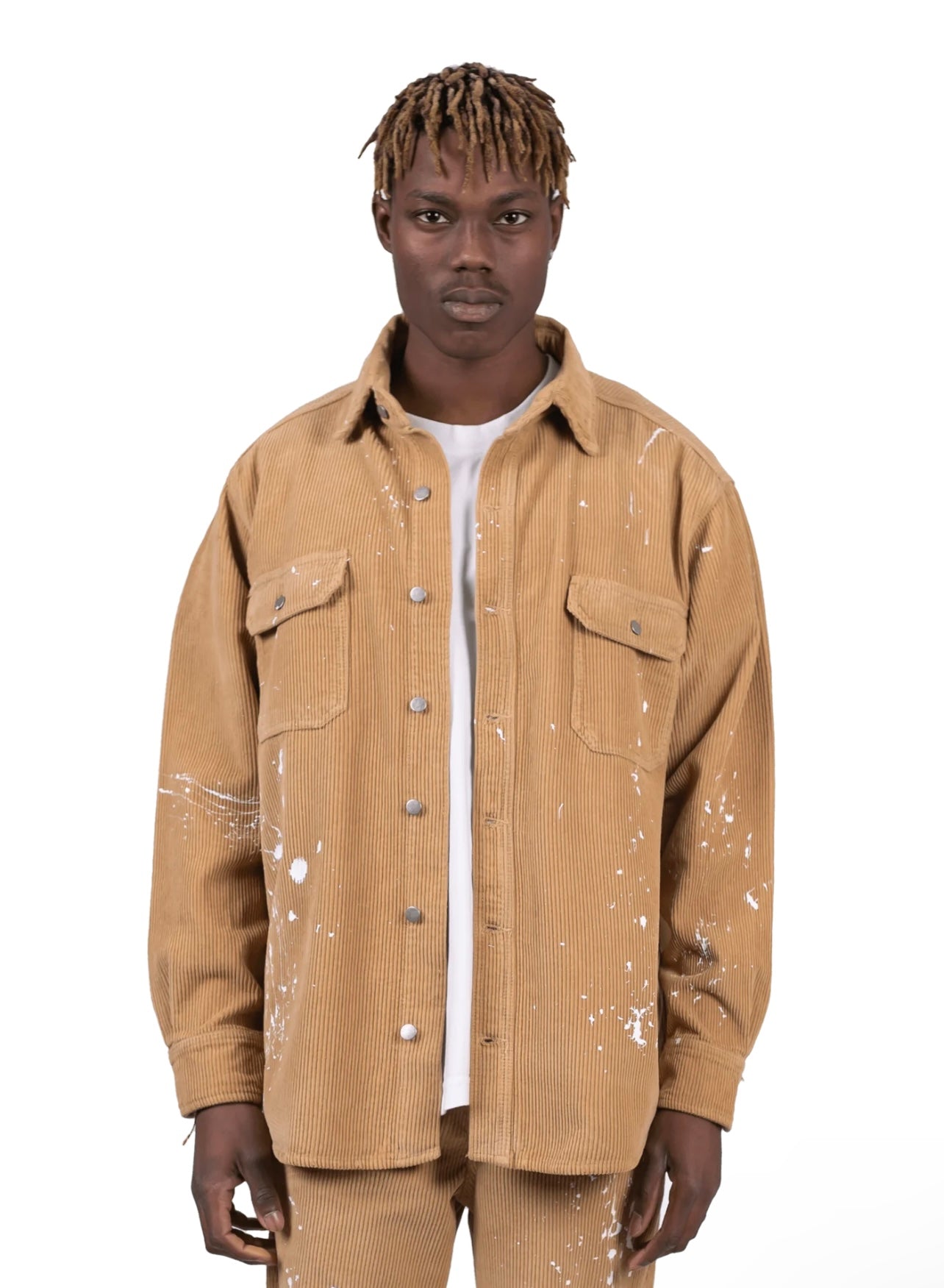 SPLATTER CORD SHIRT - BEIGE