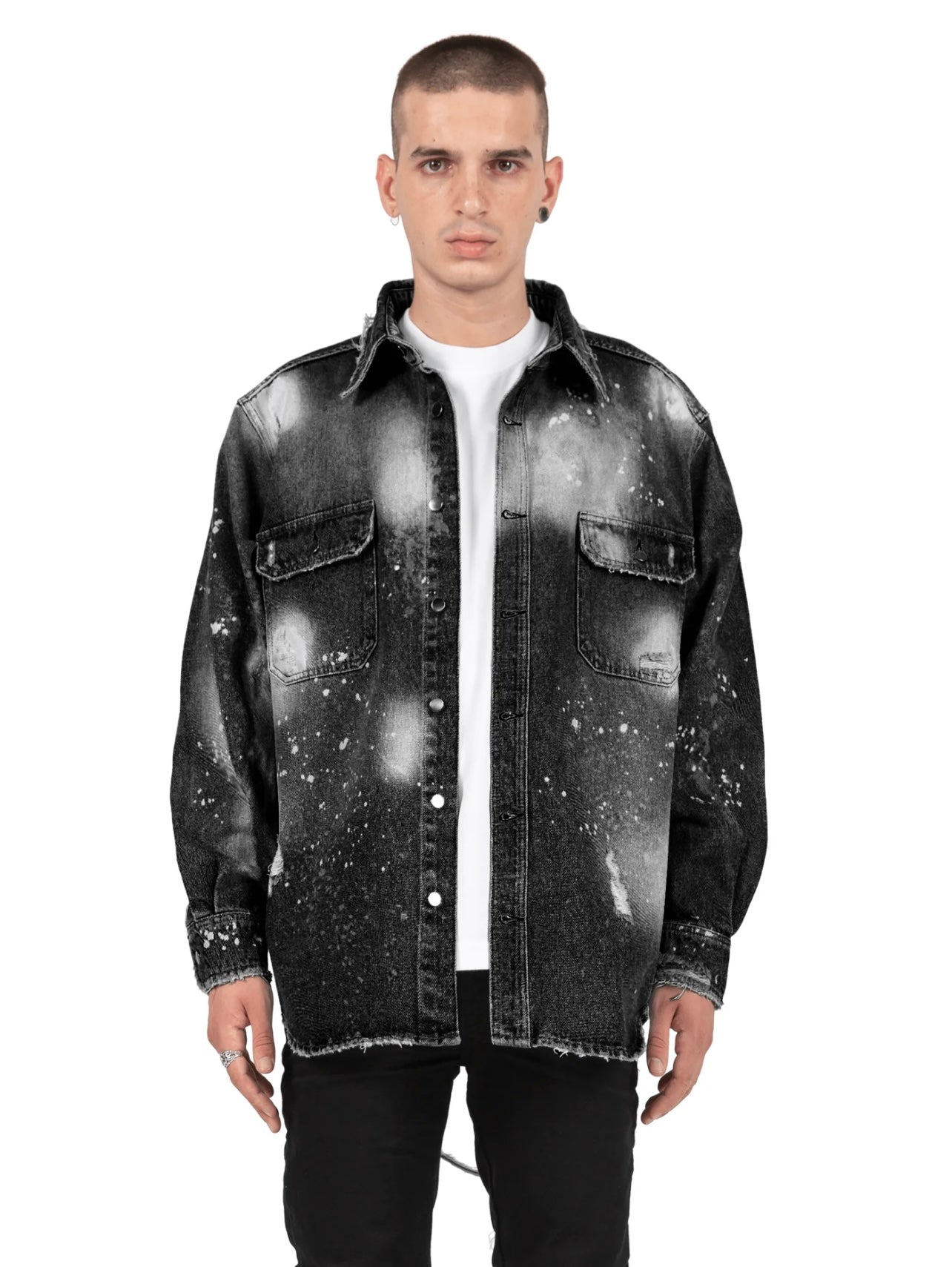 OVERSIZED DENIM SHIRT - BLACK