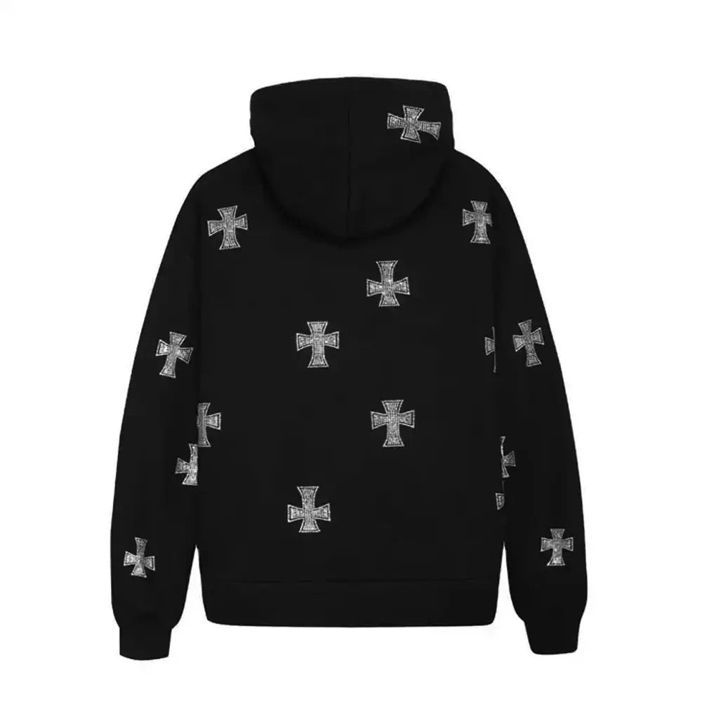 CROSS ZIP-UP HOODIE - BLACK