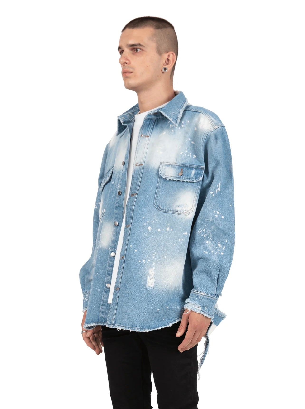 OVERSIZED DENIM SHIRT - LIGHT STONE