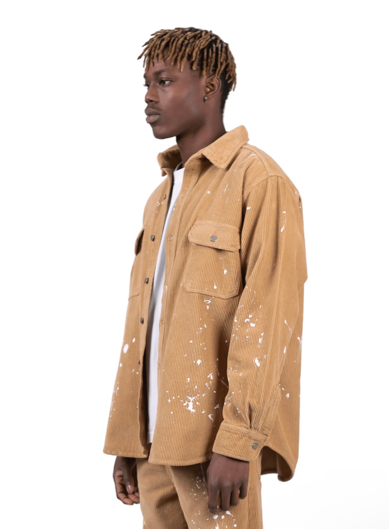 SPLATTER CORD SHIRT - BEIGE