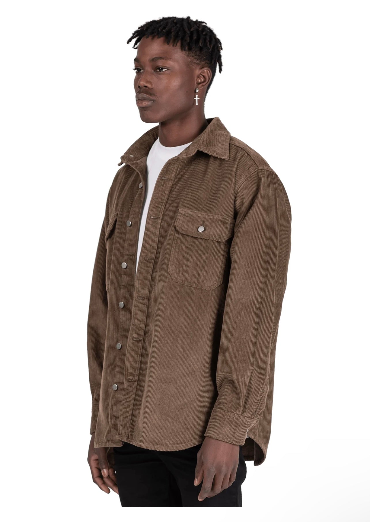OVERSIZED CORD SHIRT - OLIVE
