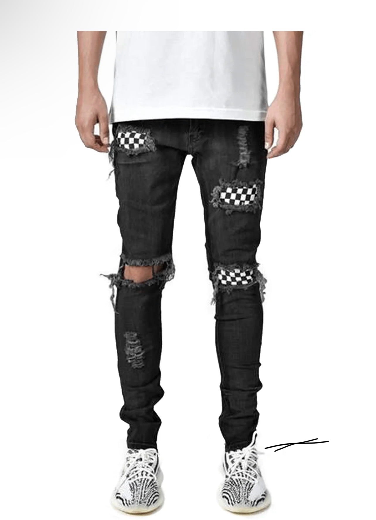 CHECKERED DENIM - BLACK