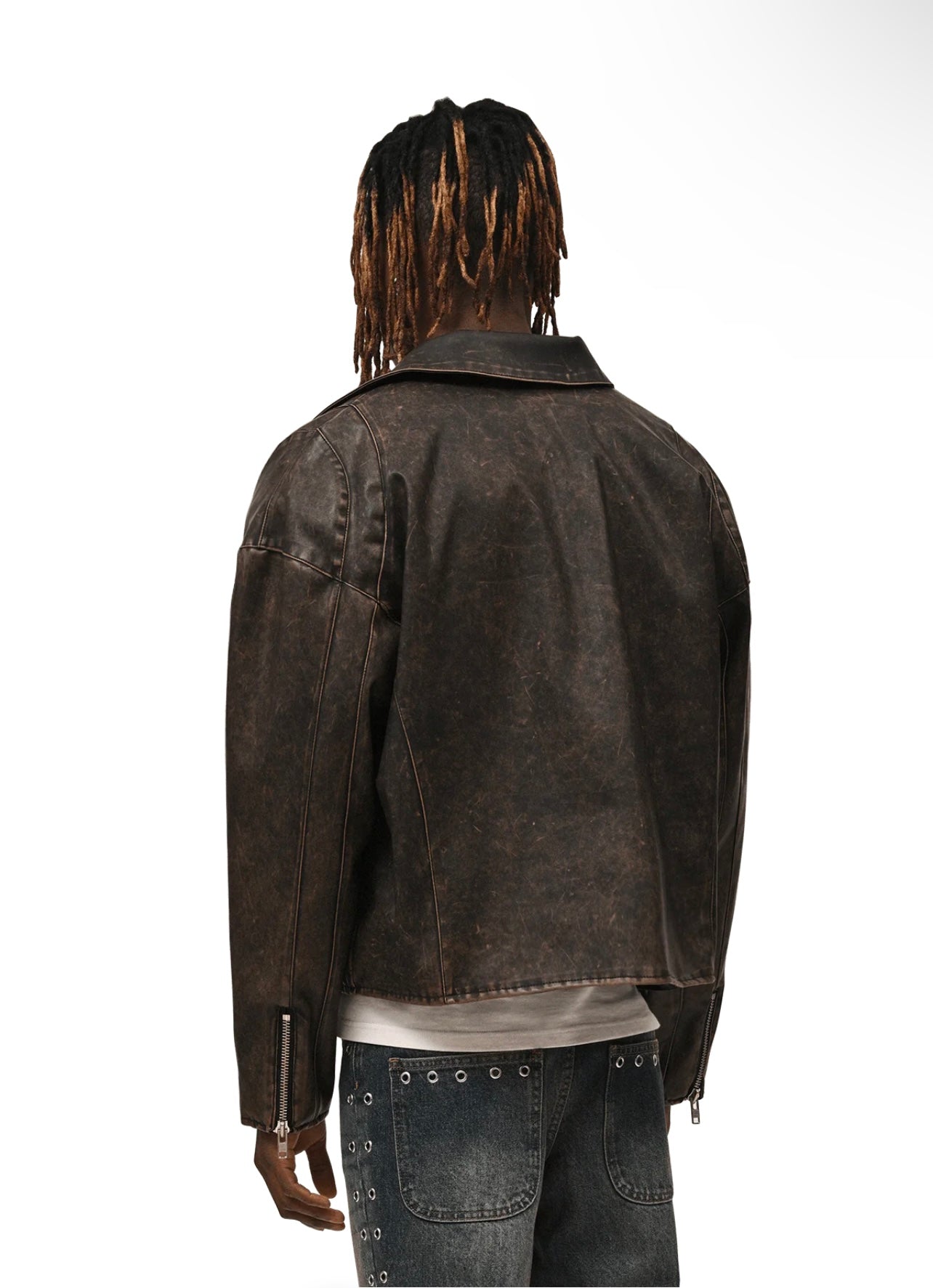 VINTAGE LEATHER JACKET - ACID WASH