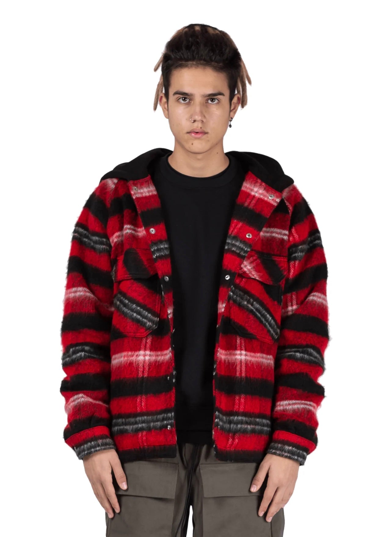 OVERSIZED TARTAN SHIRT - RED