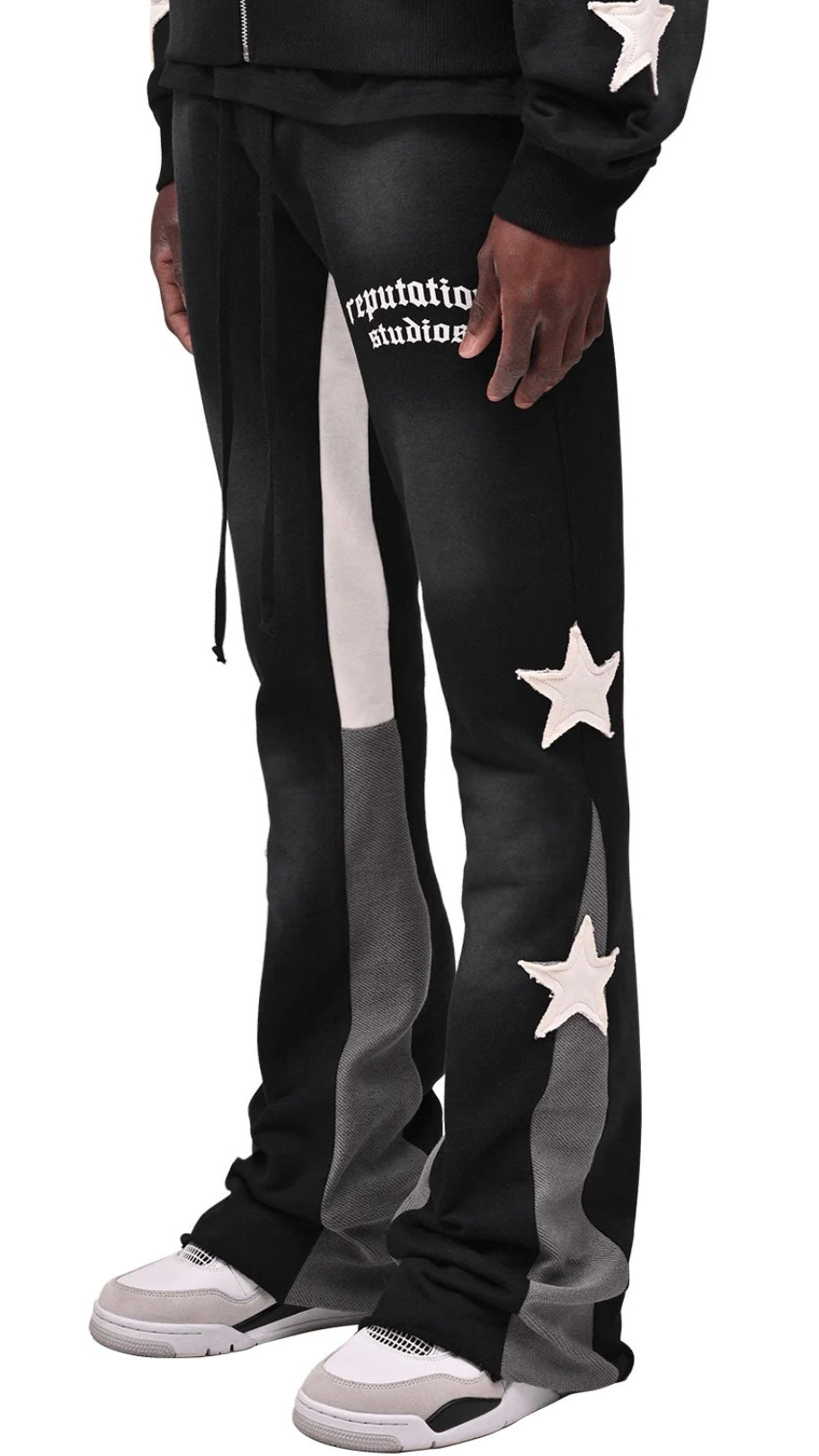 SUN FADE FLARE SWEATPANTS - BLACK