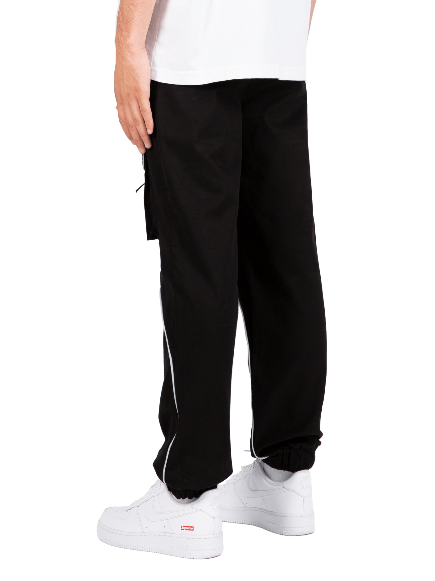 REFLECTIVE FRONT POCKET PANTS - BLACK