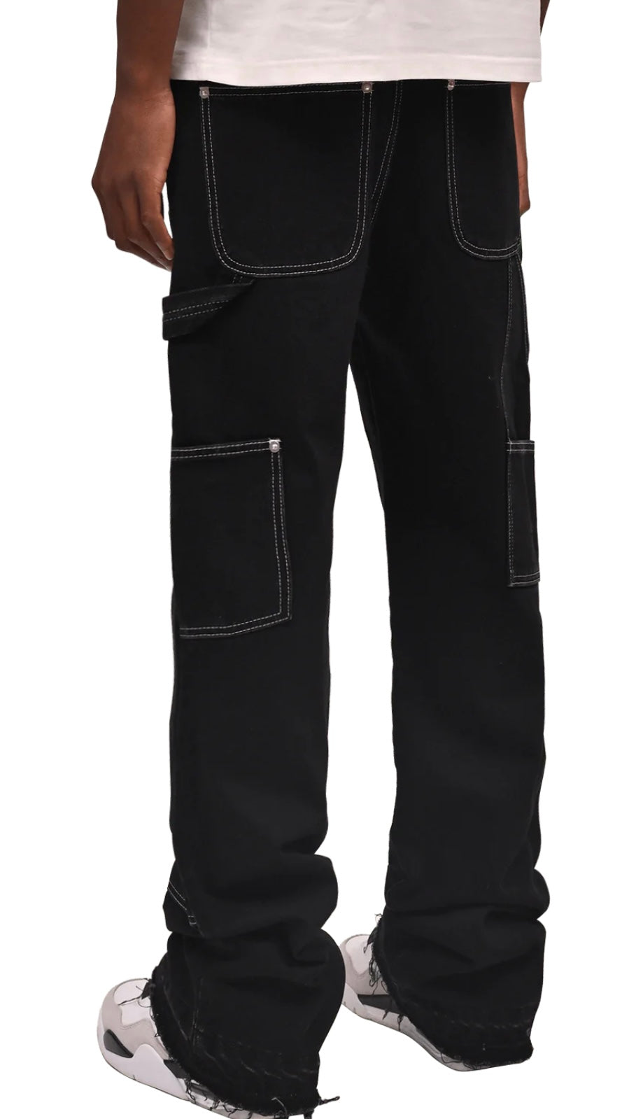CONTRAST STITCH FLARE DENIM - BLACK