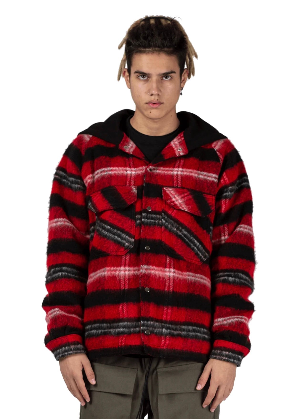 OVERSIZED TARTAN SHIRT - RED