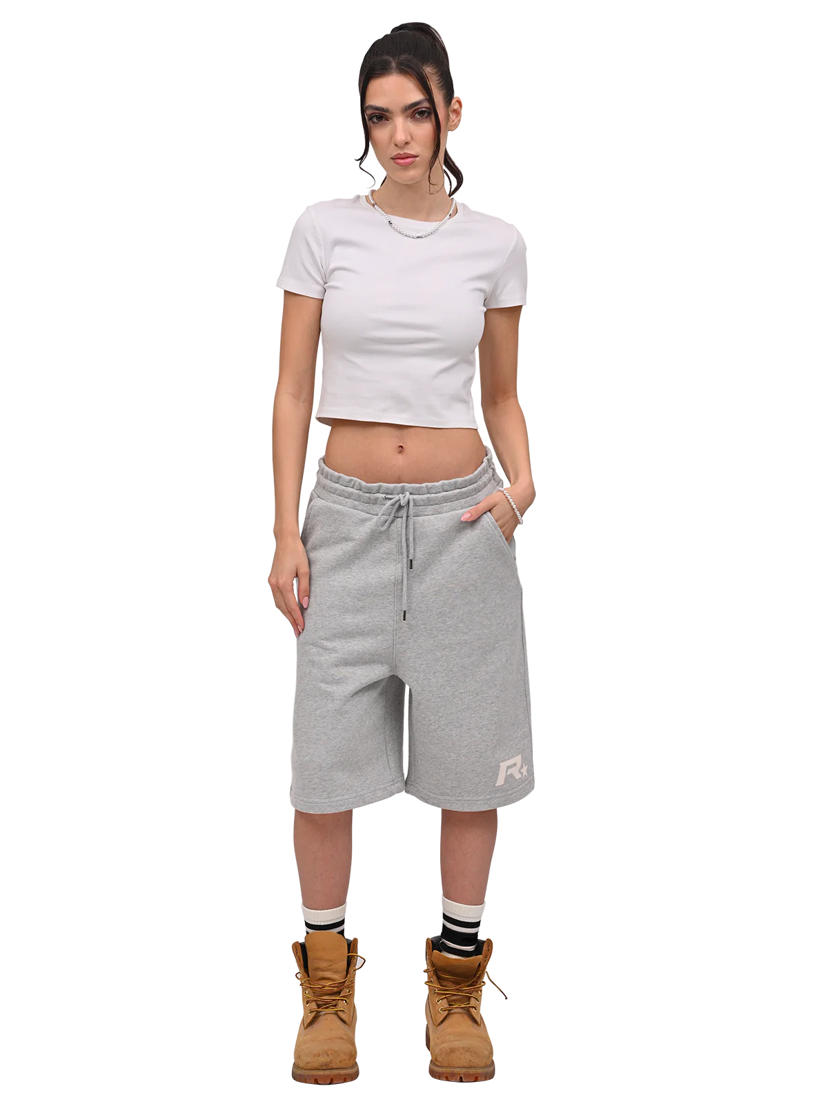BAGGY JERSEY SHORTS - HEATHER GREY