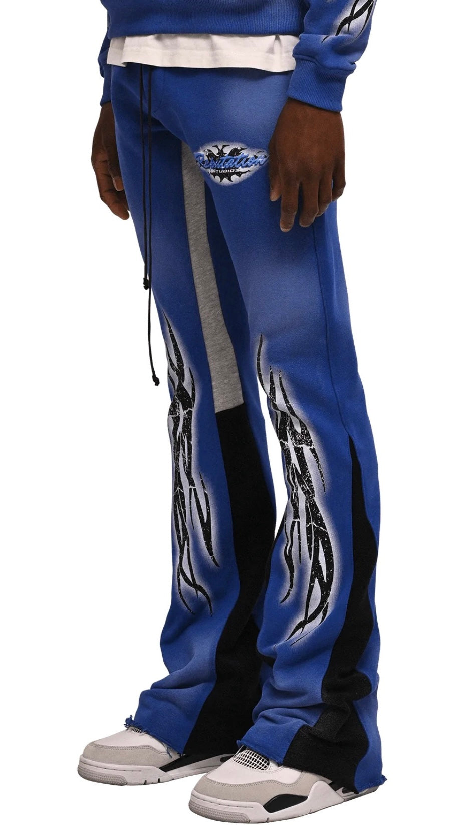 TRIBAL FLARE SWEATPANTS - ROYAL BLUE