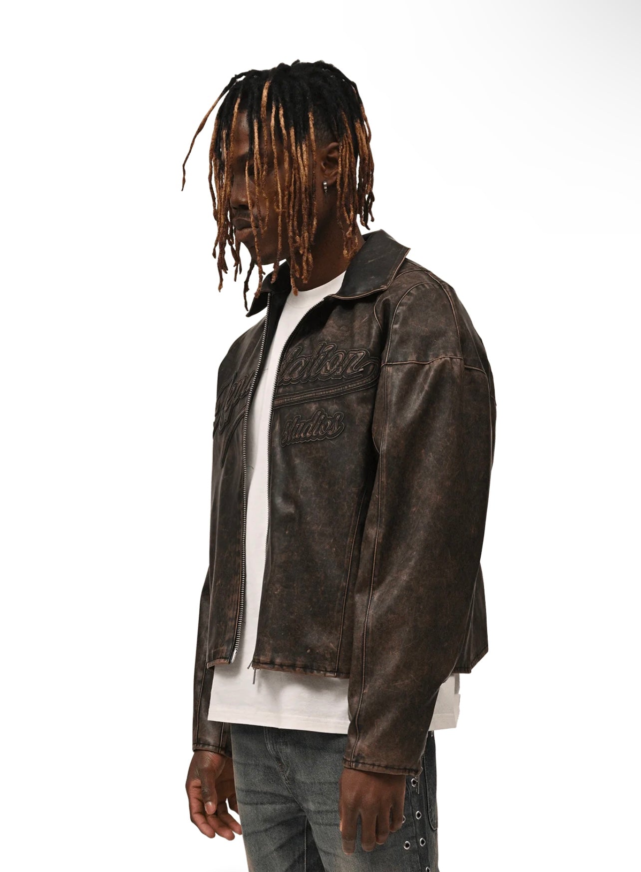 VINTAGE LEATHER JACKET - ACID WASH