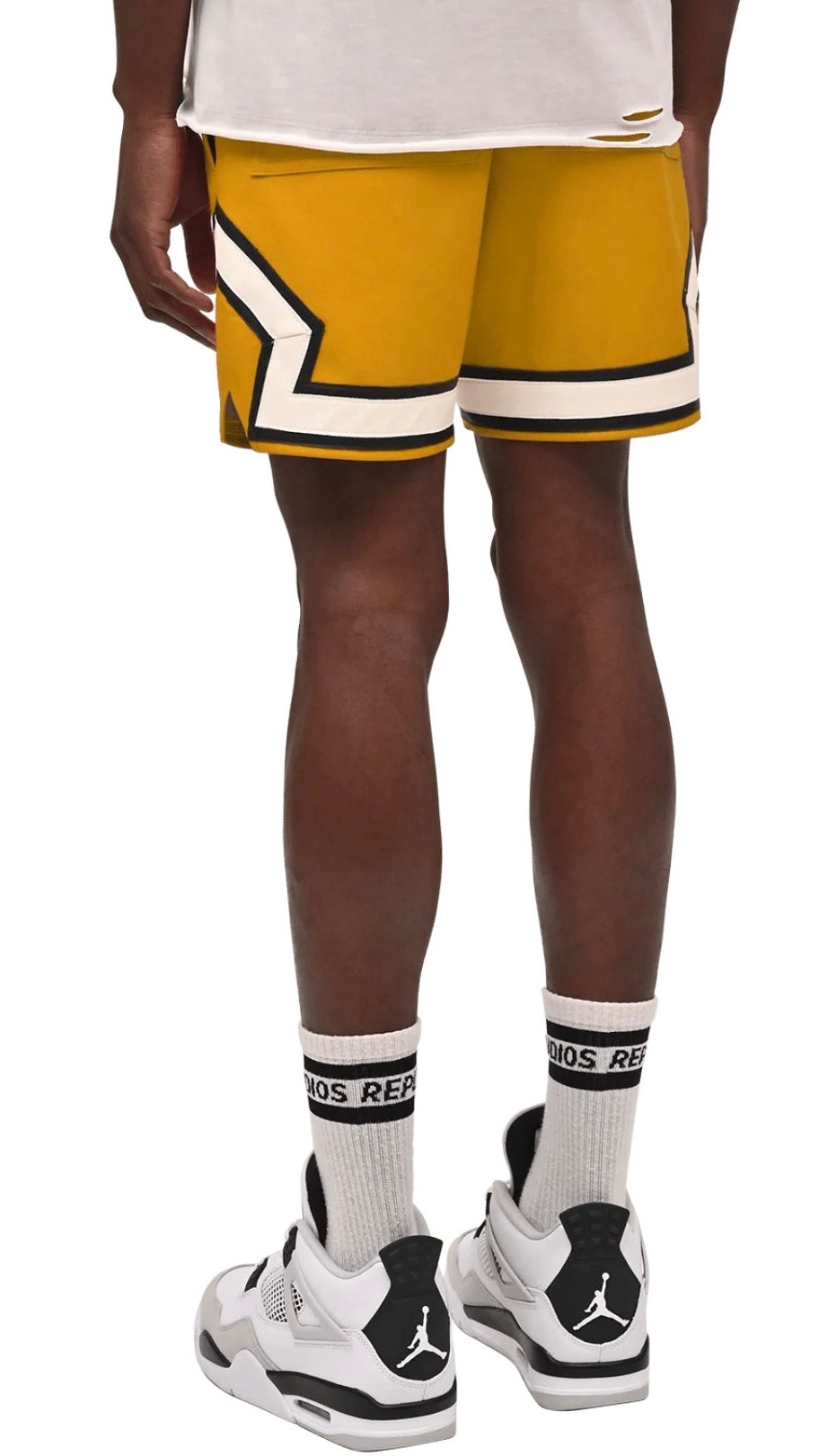 LEATHER BASKETBALL SHORTS - MUSTARD
