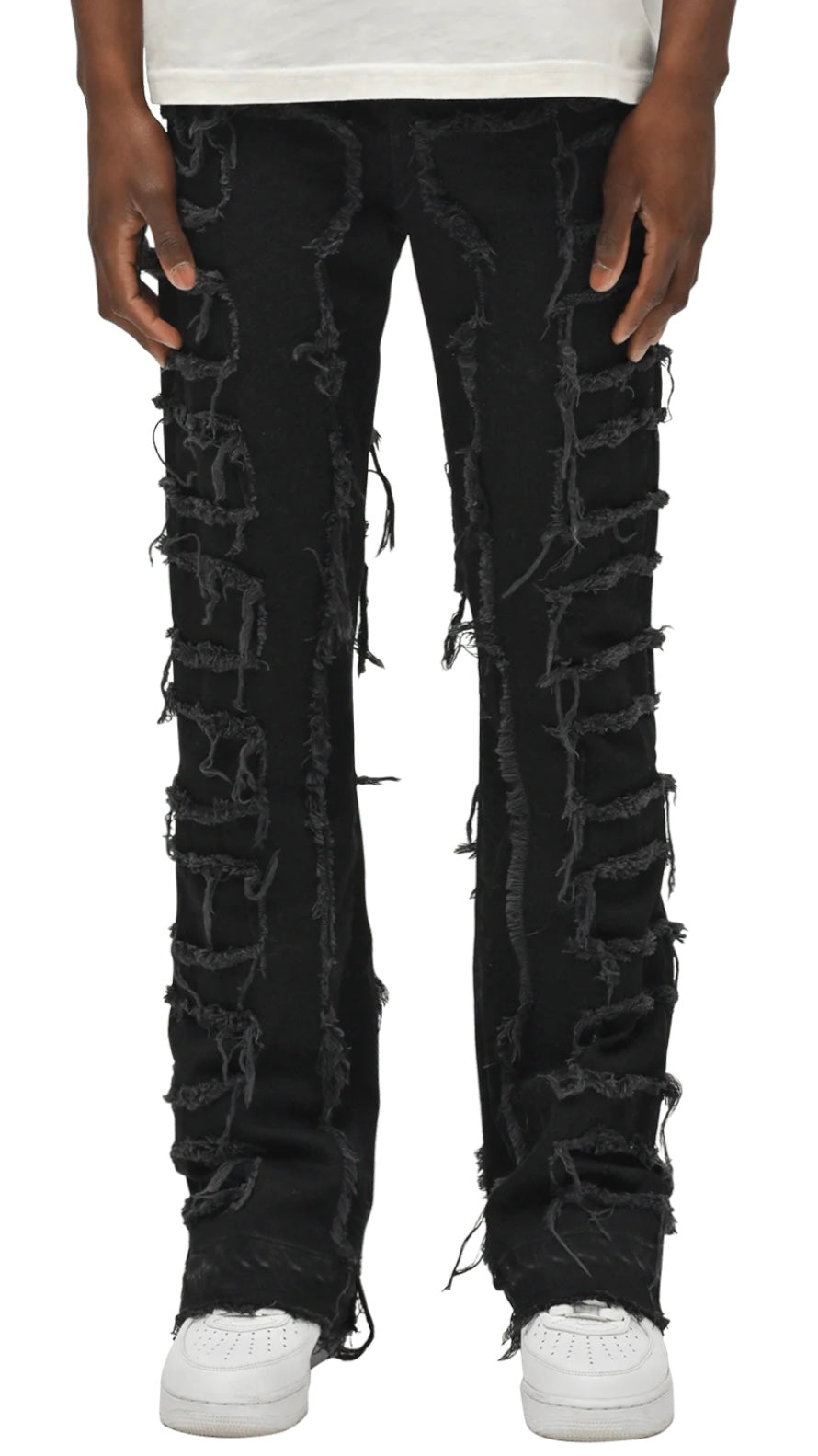 FLARE REPAIRED DENIM - BLACK