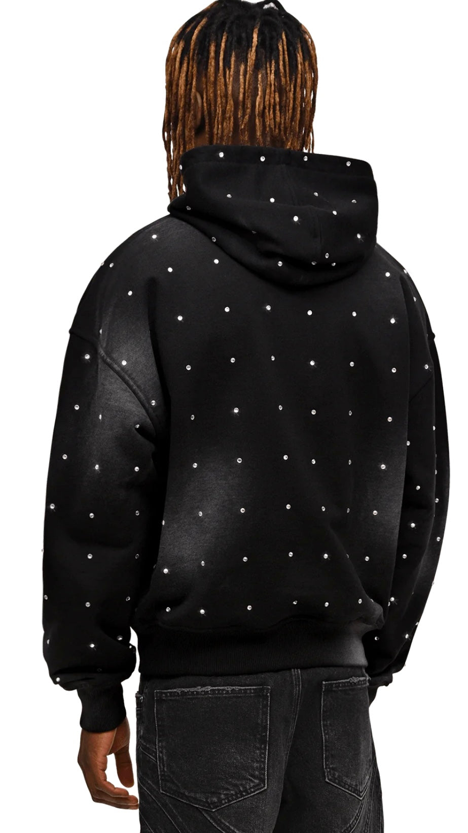 RHINESTONE HOODIE - BLACK