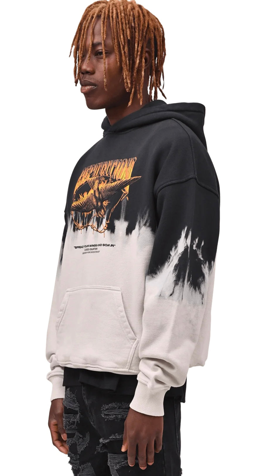 VINTAGE DIP DYE HOODIE - SPREAD YOUR WINGS
