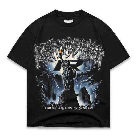 LIBERTY BLACKOUT RHINESTONE TEE