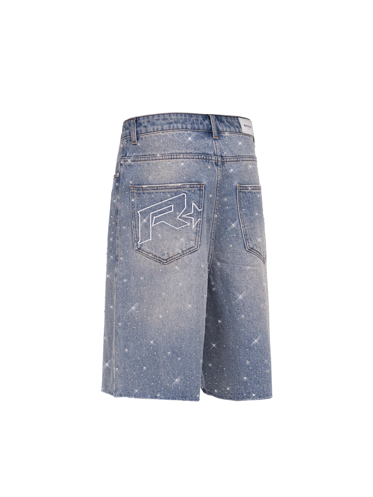 RHINESTONE DENIM JORTS - CREAM WASH