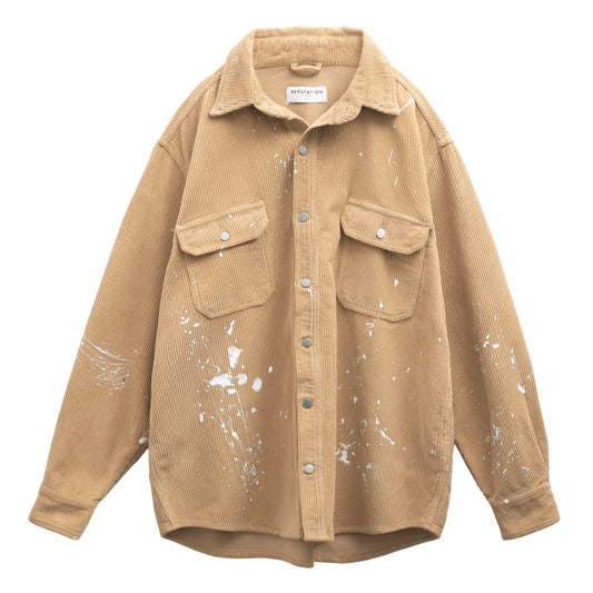 SPLATTER CORD SHIRT - BEIGE