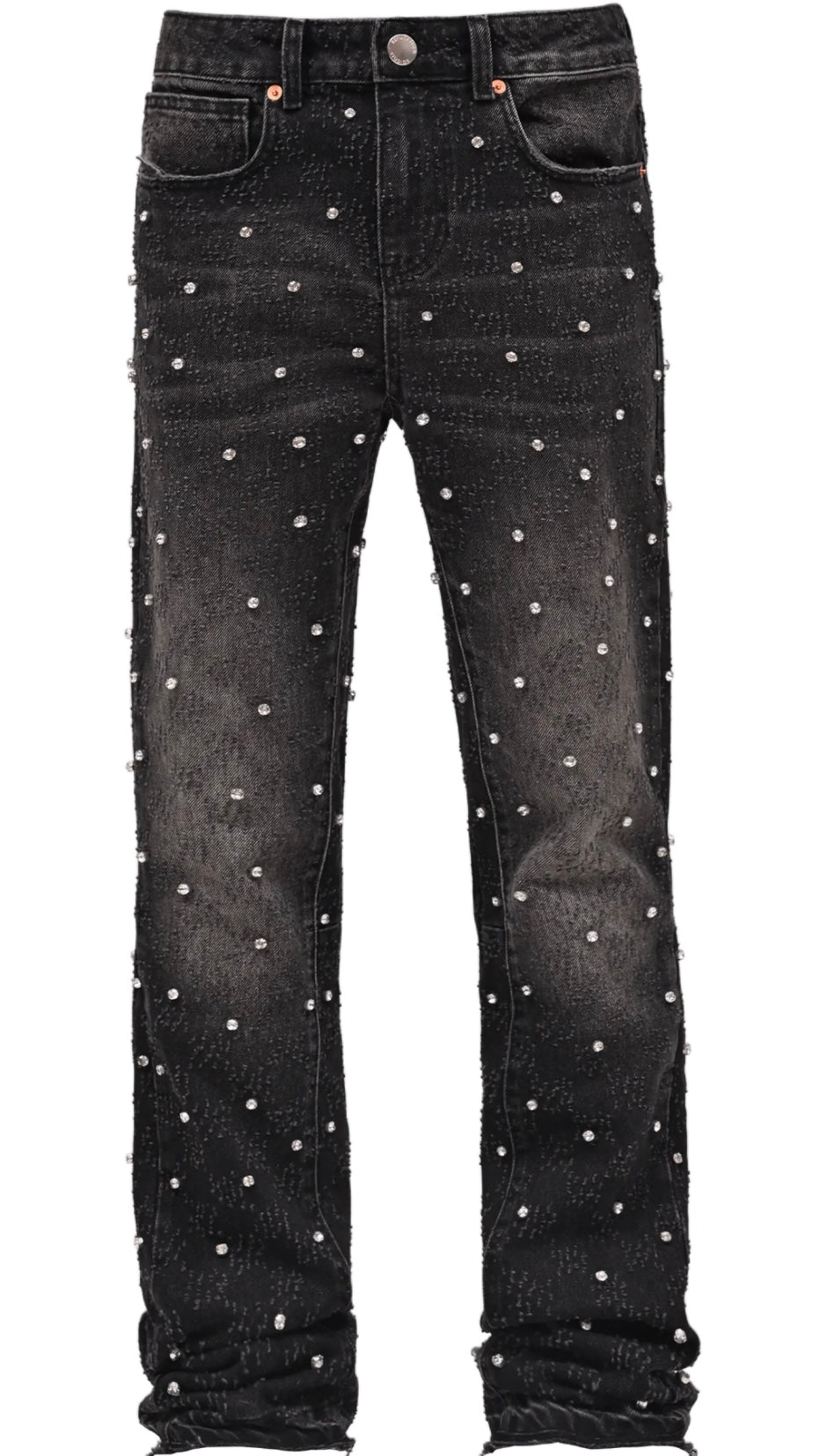 RHINESTONE FLARE DENIM - BLACK