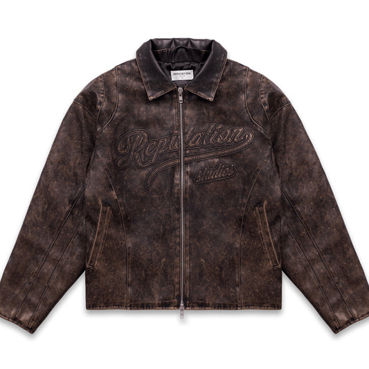 VINTAGE LEATHER JACKET - ACID WASH