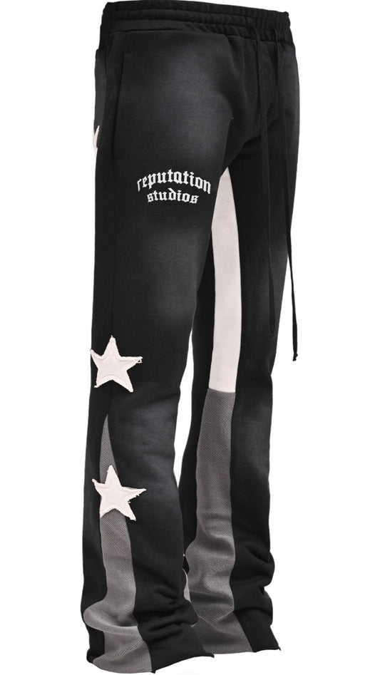 SUN FADE FLARE SWEATPANTS - BLACK