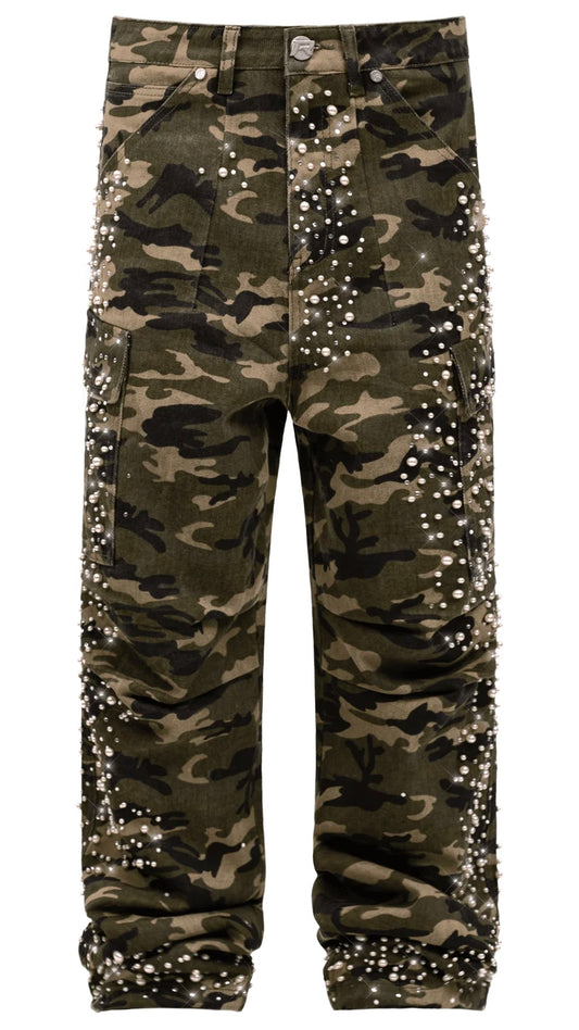 CAMO CARGO EMBELLISH DENIM
