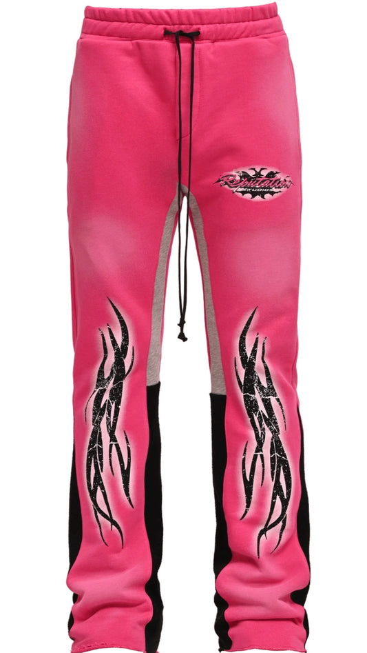 TRIBAL FLARE SWEATPANTS - HOT PINK