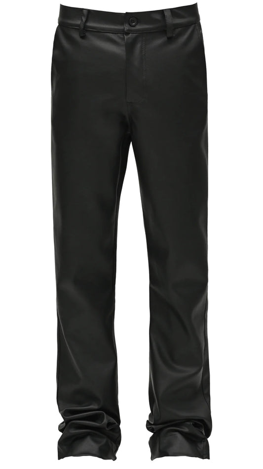 FLARE LEATHER PANTS - BLACK