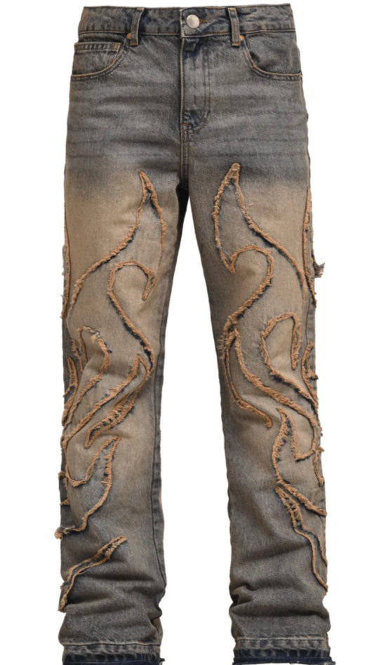 TRIBAL FLARE DENIM - CREAM WASH