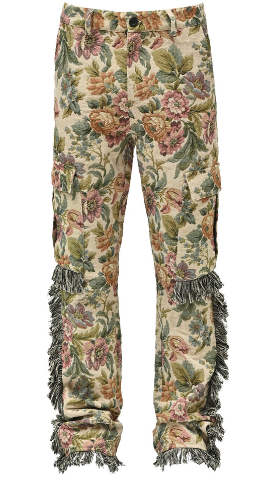 FLARE CARGO TAPESTRY PANTS - FLORAL