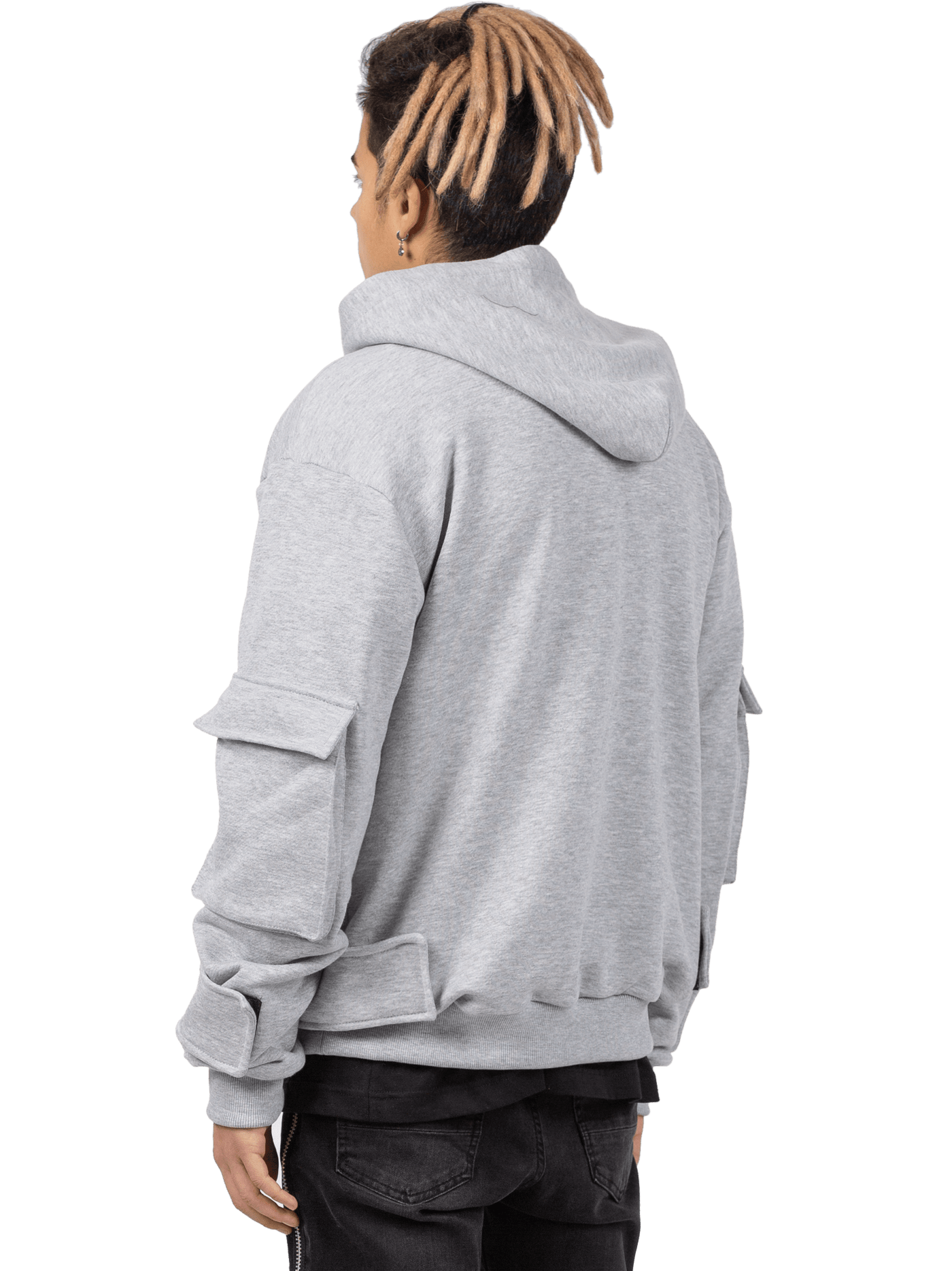 MULTI POCKET HOODIE - HEATHER GREY