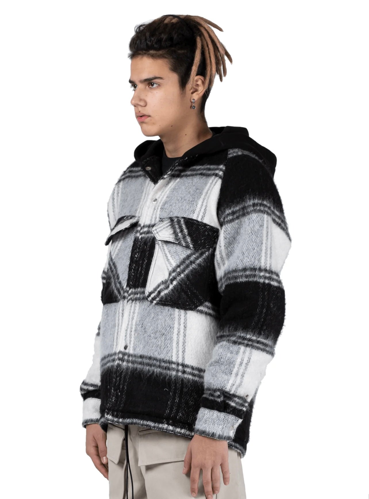 OVERSIZED TARTAN SHIRT - BLACK