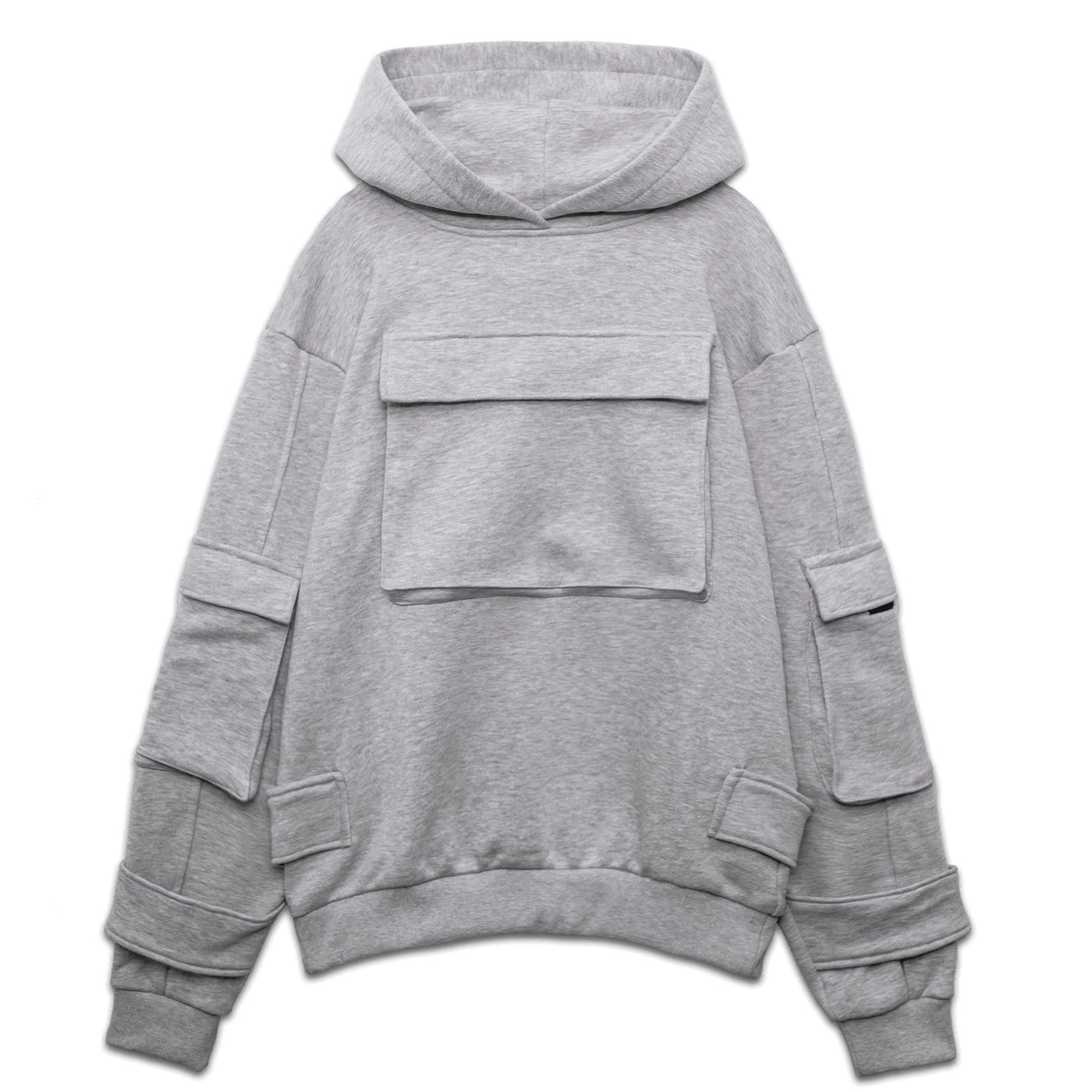 MULTI POCKET HOODIE - HEATHER GREY