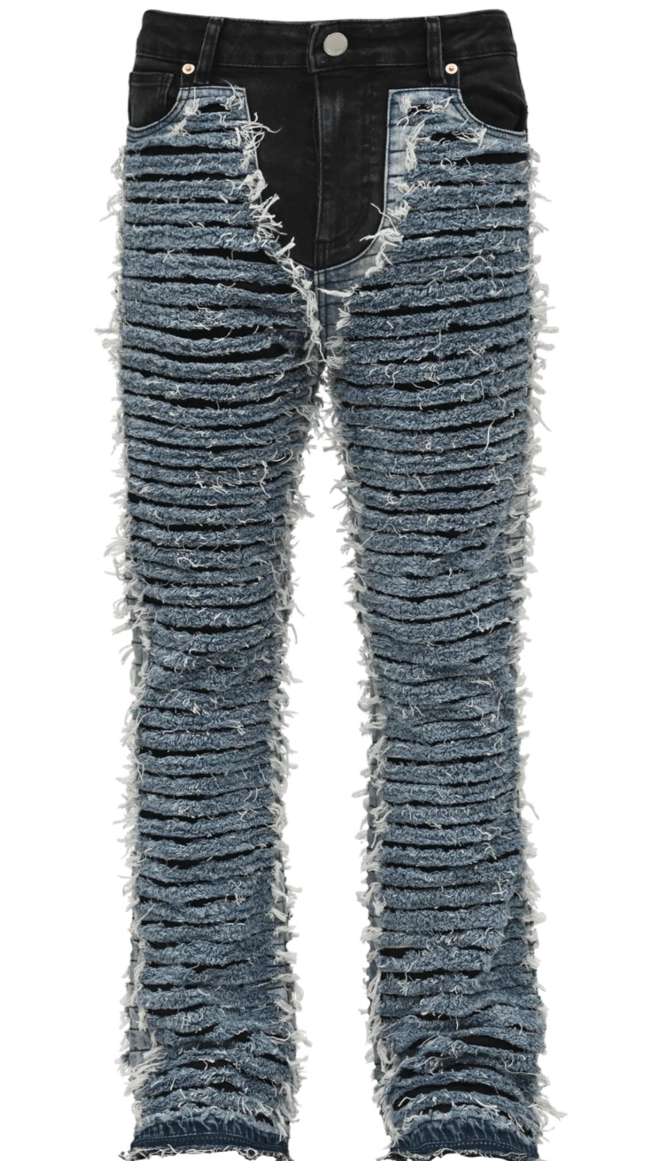 FLARE DISTRESSED DENIM - MID BLUE