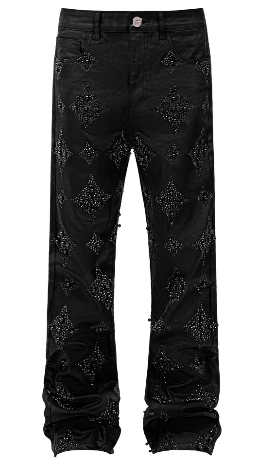 BLACK WAX EMBELLISH DENIM
