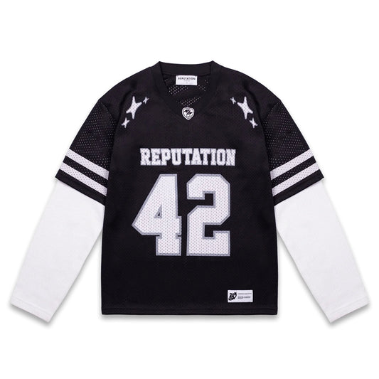 MESH LAYERED JERSEY - BLACK
